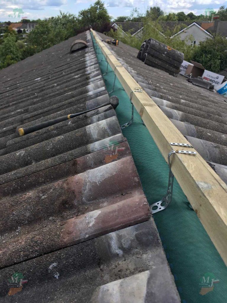 fixing ridge on a roof