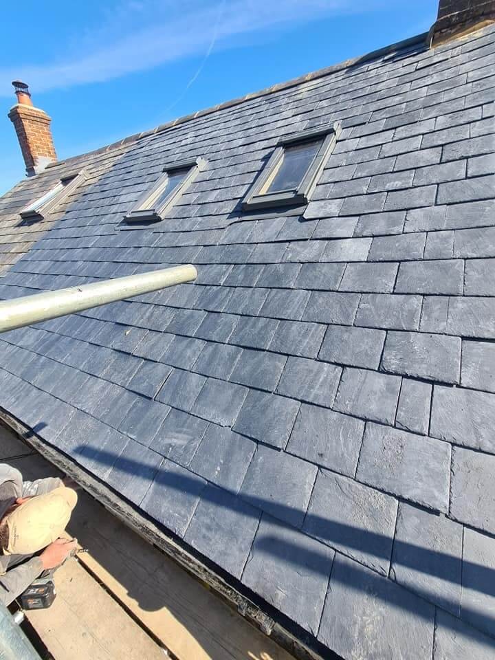 new slate roof installed